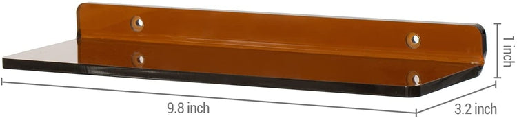 Set of 3, Amber Acrylic Floating Shelf, Wall Mounted Storage Display Shelves Racks-MyGift