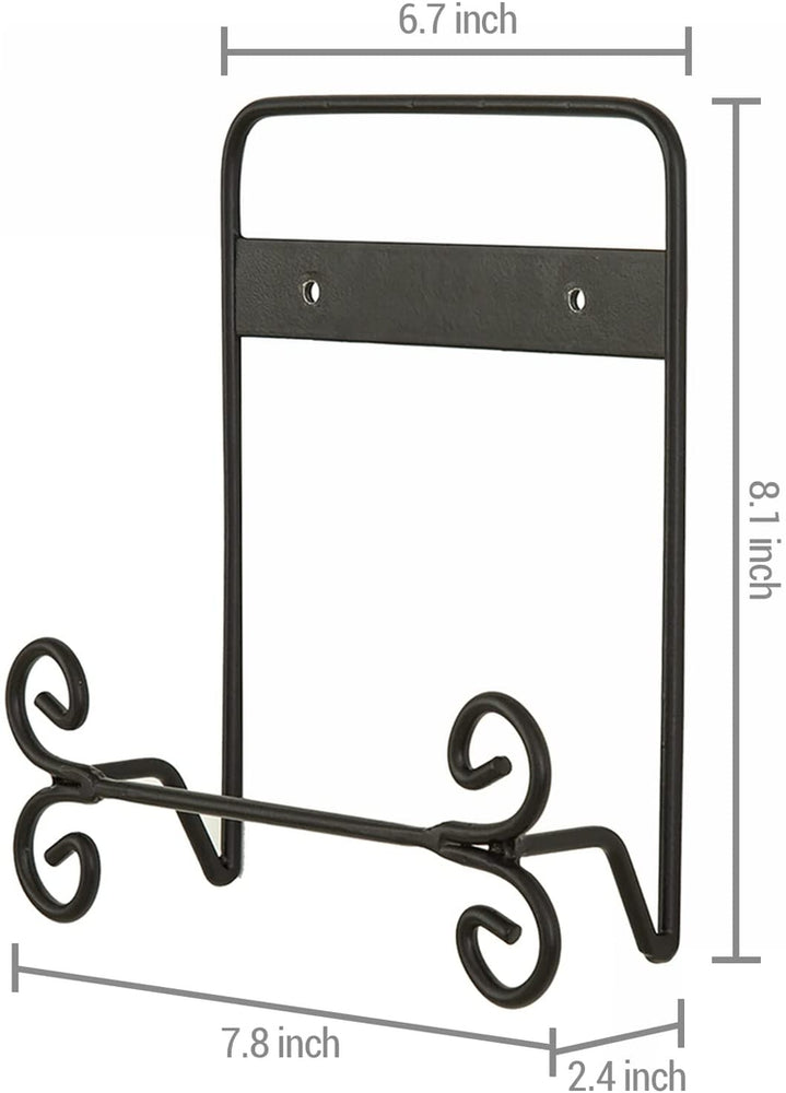 Set of 2, Wall Mounted Collector Plate Holder Display Stand Rack with Black Metal Decorative Scrollwork Design-MyGift