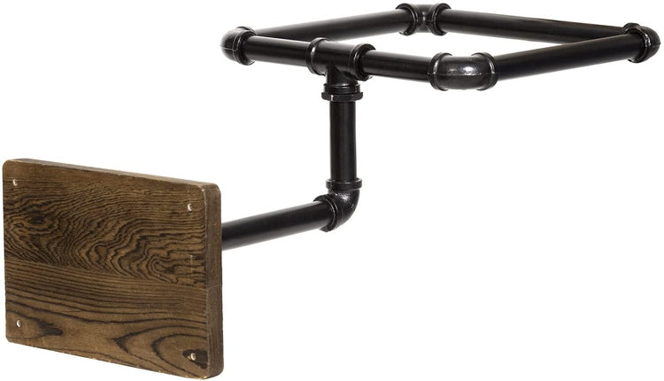 Wall Mounted Stability Ball Rack, Yoga and Exercise Ball Holder Stand with Industrial Metal Pipe and Burnt Wood-MyGift