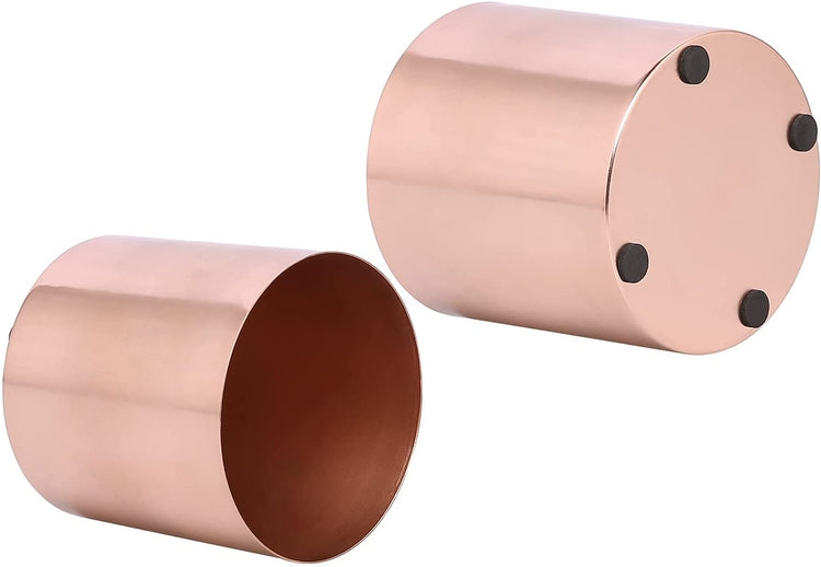 Set of 2, Brushed Copper Plated Metal Cylindrical Planter Pots-MyGift