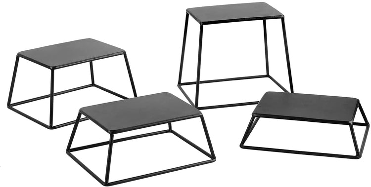 Set of 4, Matte Black Metal Food Display Stands, Risers for Display, Cupcake Dessert Stands-MyGift