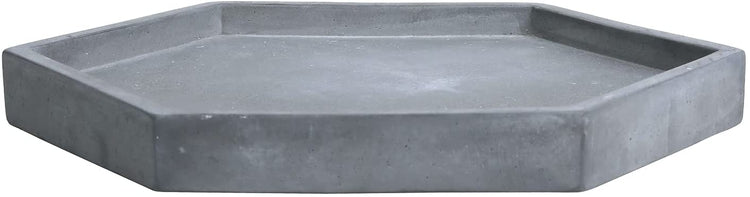 Hexagonal Dark Gray Concrete Bathroom or Bedroom Vanity Tray, Decorative Countertop Jewelry Perfume Dish Tray-MyGift