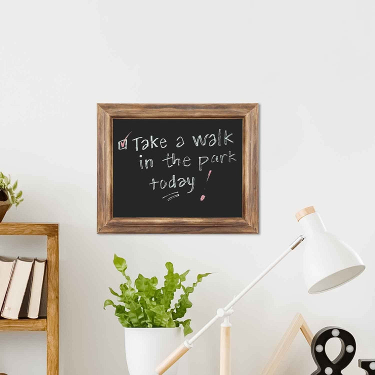 Wall Mounted Burnt Wood Beveled Picture Frame Chalkboard, 11x14 Inch Decorative Chalk Message Board-MyGift