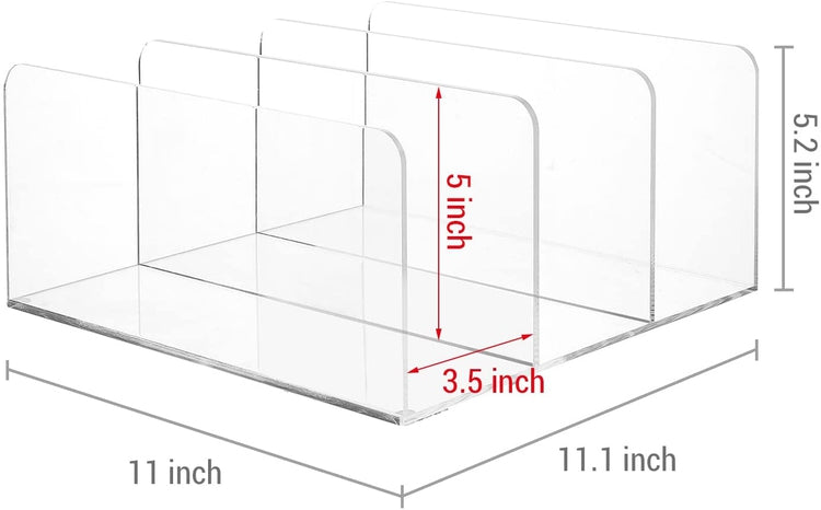 Clear Acrylic Purse Wallet Organizer with 3 Sections, Handbag Storage, Clutch Holder Closet Organizer or Retail Display-MyGift