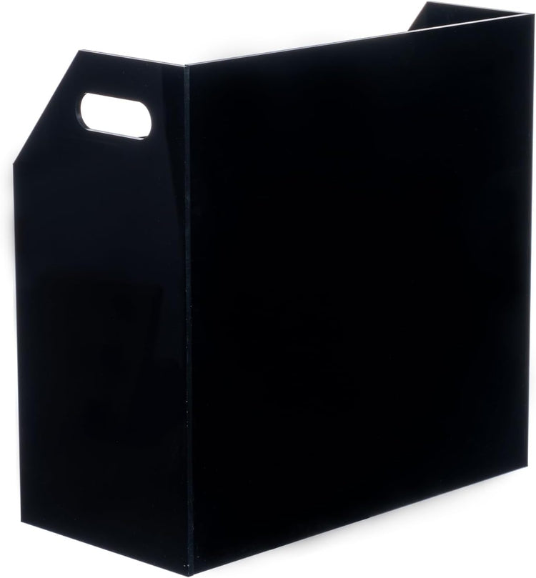 Black Acrylic Compact Cassette Holder with Cutout Carrying Handles, Re