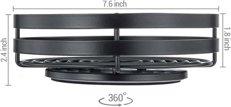 Matte Black Metal Wire Lazy Suzan Turntable Spice Holder, Kitchen Jar and Bottle Rack-MyGift
