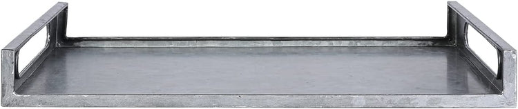 Large Galvanized Metal Serving Tray with Cutout Handles-MyGift