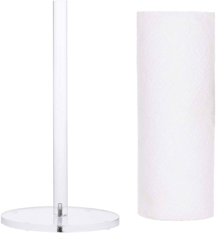 Clear Acrylic Paper Towel Roll Holder Rack Tabletop Dispenser Stand-MyGift