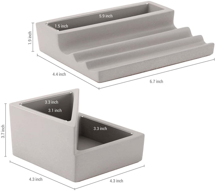 Gray Concrete Stationery Desk Tray, Pen Holder, and Mini Succulent Planter, 2 Piece Set-MyGift