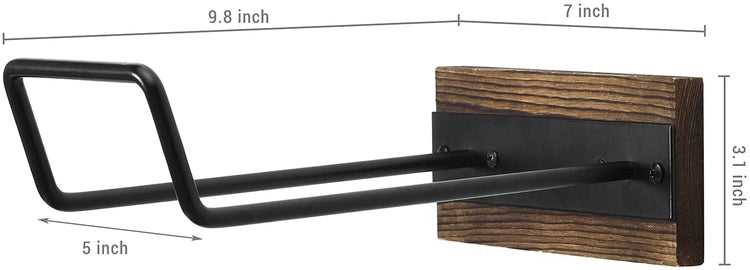 Set of 2, Black Metal and Burnt Wood Wall Mounted Sports and Exercise Ball Storage Rack-MyGift