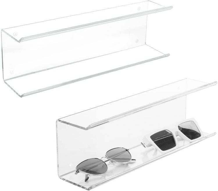 Wall Mounted Clear Acrylic Sunglasses Display Rack with Angled Edge, Home and Retail Hanging Eyewear Organizer-MyGift
