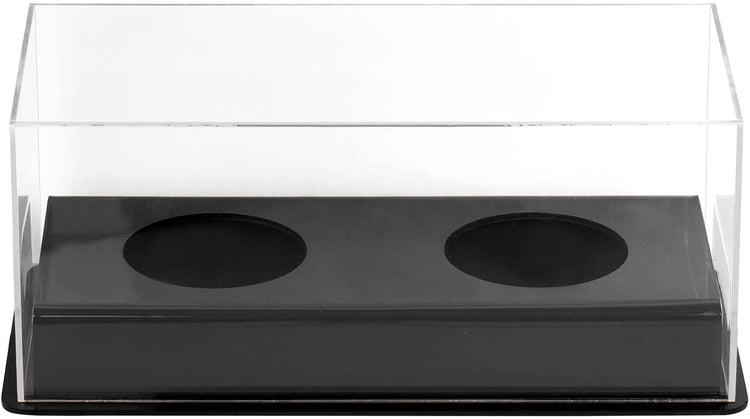 Premium Clear and Black Acrylic Tabletop 2 Baseball Holder Display Case for Collectible Balls-MyGift