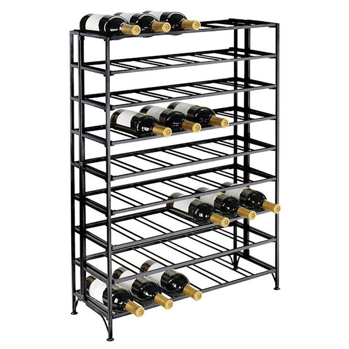 54 Bottle Deluxe Large Foldable Metal Wine Rack, Black – MyGift