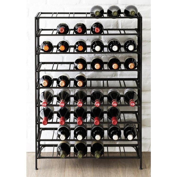 54 Bottle Connoisseurs Deluxe Large Foldable Black Metal Wine Rack - MyGift Enterprise LLC
