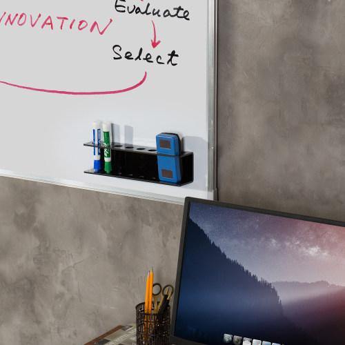 6 Slot Black Acrylic Magnetic Dry Erase Marker Organizer - MyGift