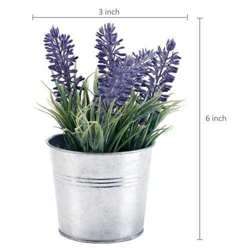 6-inch Artificial Lavender Plant with Metal Pot, Set of 3-MyGift