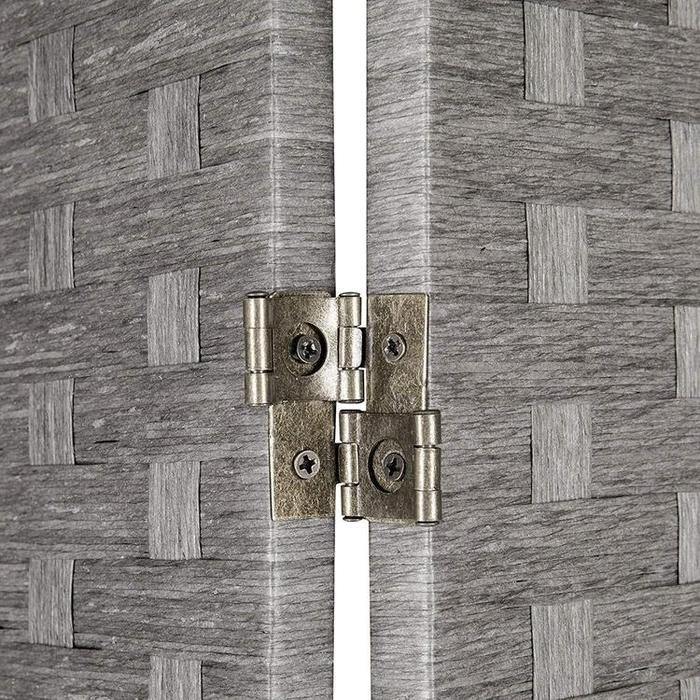 6-Panel Gray Woven Seagrass Room Divider - MyGift