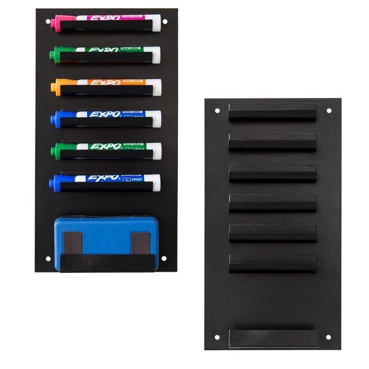 Metal Dry Erase Marker and Eraser Holder, Black (Set of 2) - MyGift