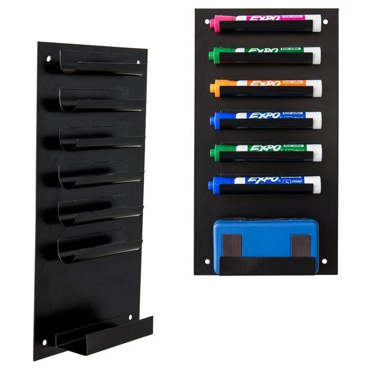 Metal Dry Erase Marker and Eraser Holder, Black (Set of 2) - MyGift