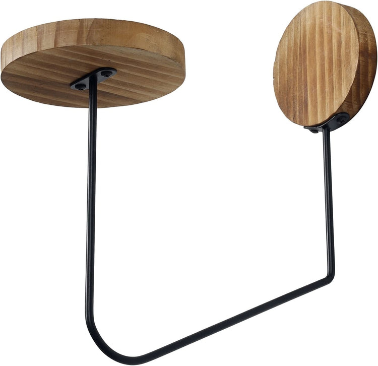 Wood and Industrial Black Metal Wire Floating Cap Holder Organizer Entryway Display, Hat Rack, Set of 4-MyGift