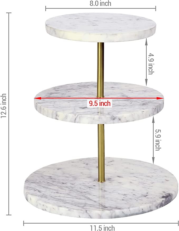 3 Tiered Cupcake Stand, Tea Party Serving Platter, Modern Round Retail Riser Stand-MyGift