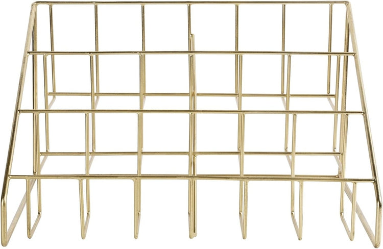 Modern Disc Organizer Display Stand, 3 Tier Brass CD Holder Storage Rack-MyGift