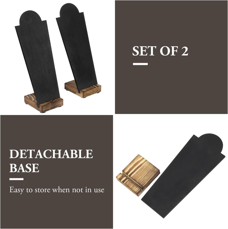Set of 2, Black Necklace Easel Stand with Detachable Burnt Wood Base, Tabletop Neck Form Jewelry Holder Display Rack-MyGift