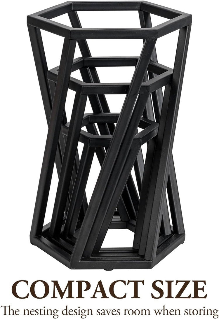 Black Metal Pizza Pedestal Racks, Food Display Stands, Dessert Serving Risers, 3-Piece Set-MyGift