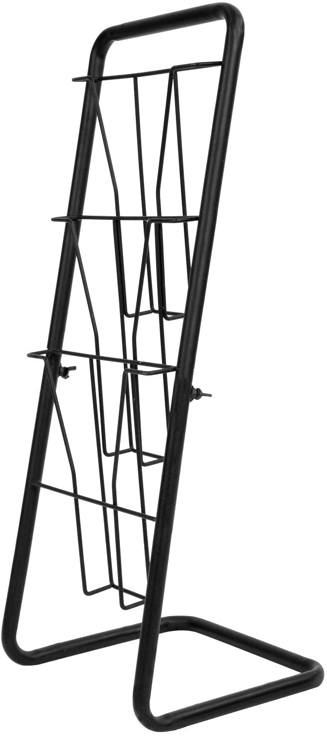 3Tier Matte Black Metal Freestanding Wire Magazine Rack MyGift