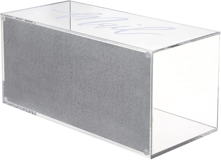 Clear Acrylic Desktop Mail Storage Box with Reflective Silver Mirror Base and White MAIL Cursive Lettering Label-MyGift