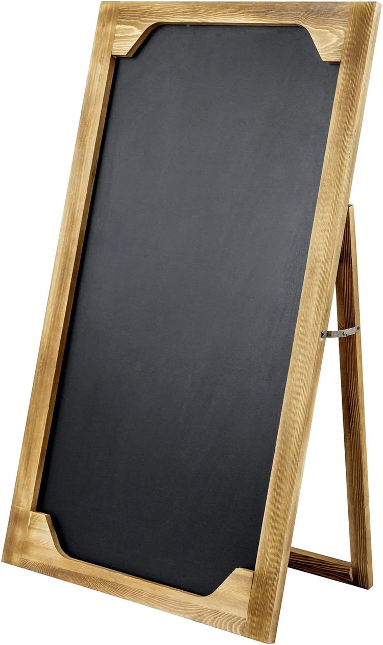 3-Foot Tall Freestanding Chalkboard Sign, Burnt Wood Commercial Extra Large Chalk Board with Easel Style Stand-MyGift