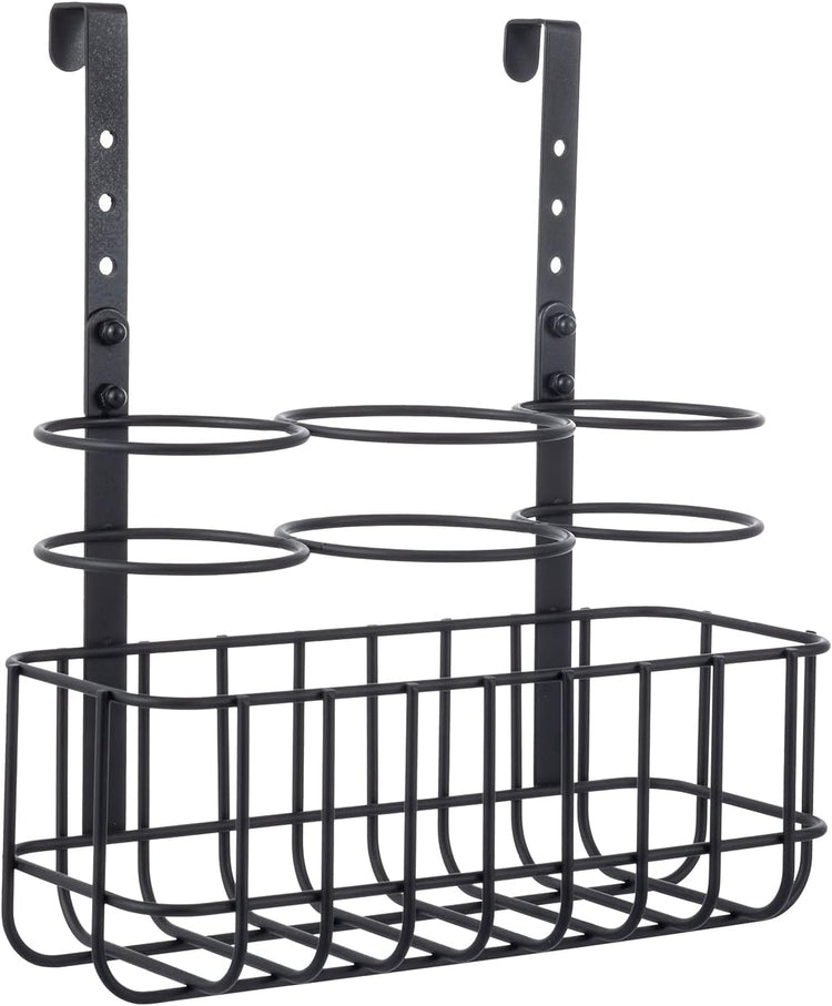Hair Styling Adjustable Over Cabinet or Wall Mounted Black Metal Wire Rack for Blow Dryer Straightener Curling Iron-MyGift