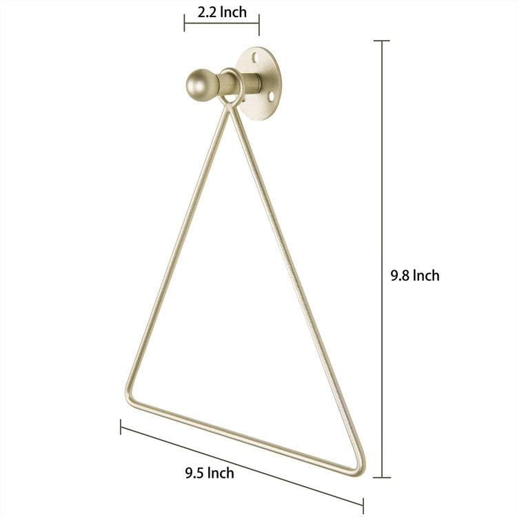 Gold Metal Wall Mounted Triangular Shaped Bathroom Hand Towel Ring-MyGift
