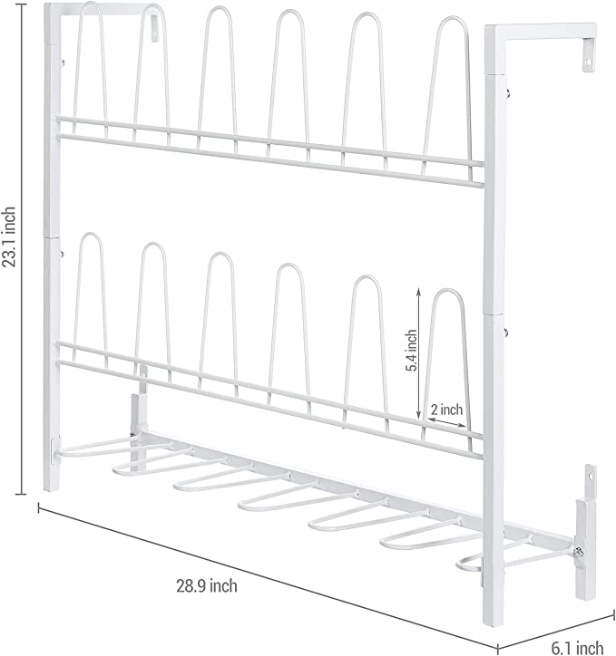 9-Pair Hanging Shoe Organizer, Wall Mounted Metal Boot Organizer and Shoe Rack-MyGift