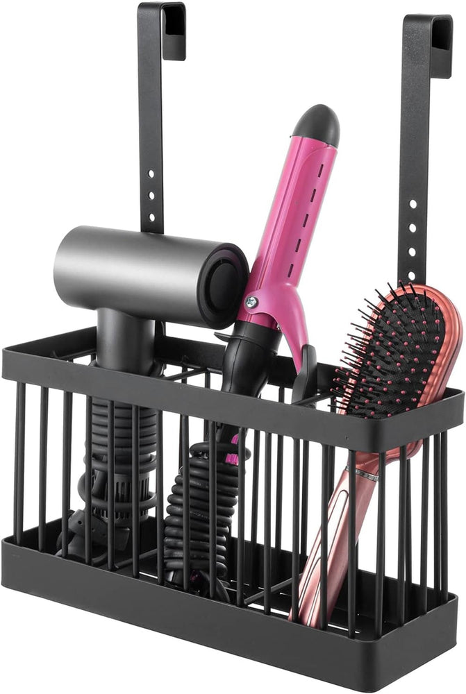 Wall Mountable, or Countertop Industrial Matte Black Metal Wire Hair Styling Hot Tools Basket-MyGift