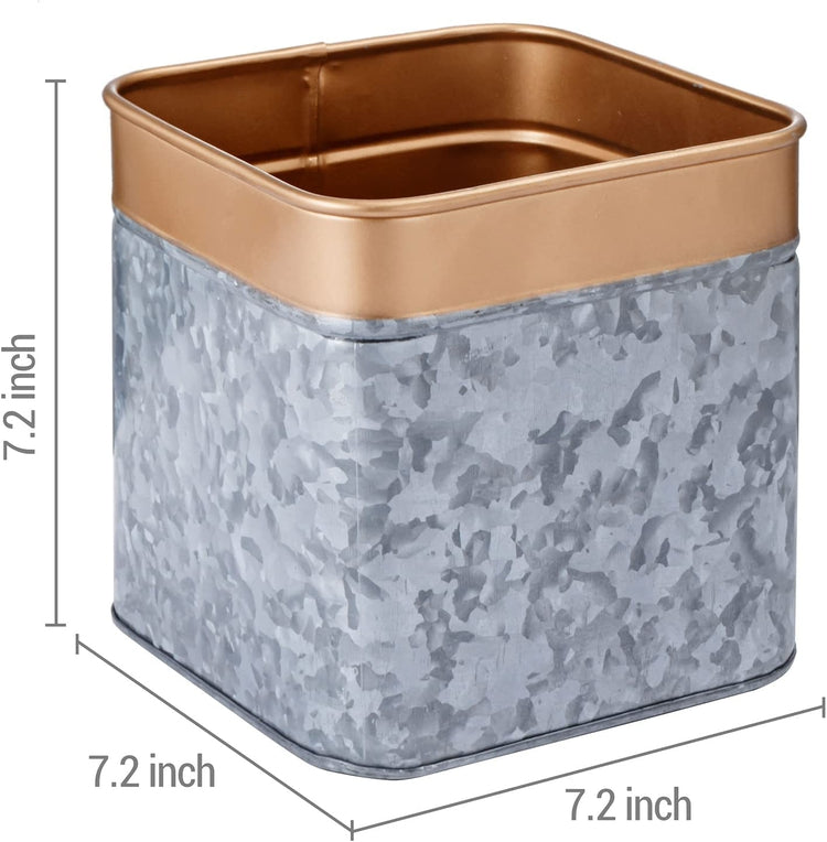 6 Inch Succulent Planter, Copper Tone Metal Plant Pot with Hammered Design-MyGift