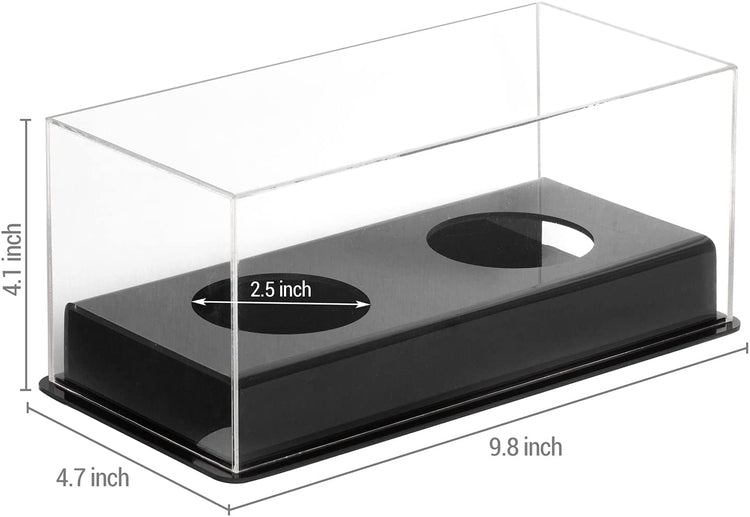 Premium Clear and Black Acrylic Tabletop 2 Baseball Holder Display Case for Collectible Balls-MyGift