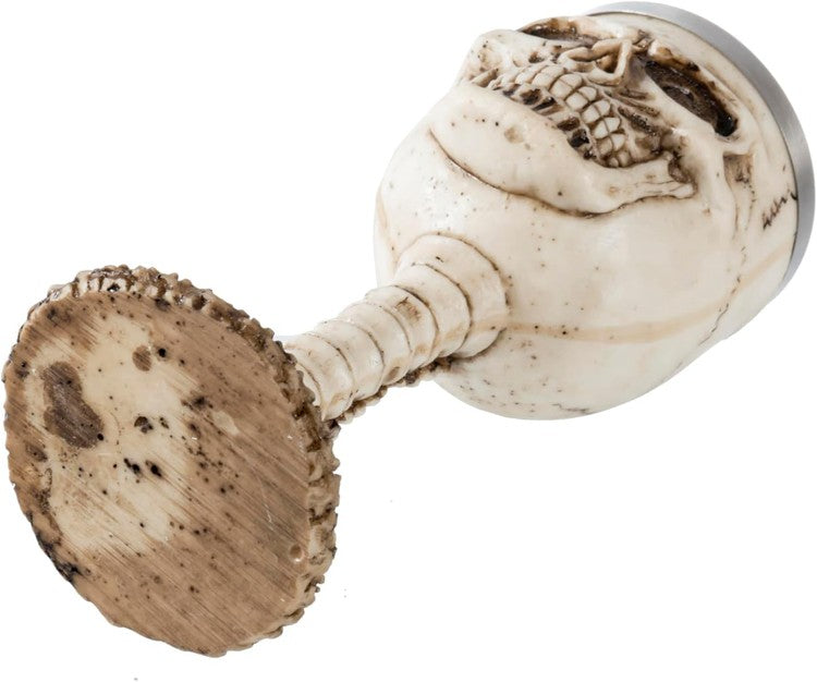 Beige Resin Skull and Bones Wine Goblet, Skeleton Chalice Drinking Cup for Halloween Table Décor-MyGift