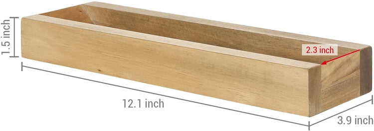 Set of 2, Acacia Wood Wall Mounted Angled Design Vinyl LP Record Storage Holder Display Shelf Racks-MyGift