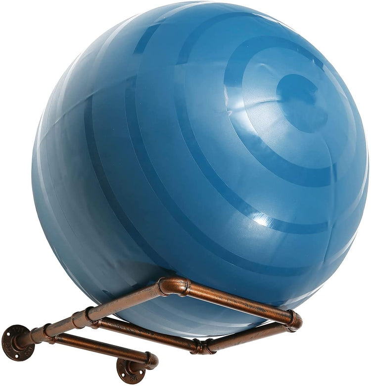Wall Mounted Industrial Copper Pipe, Sports Ball Fitness Storage Display Rack-MyGift