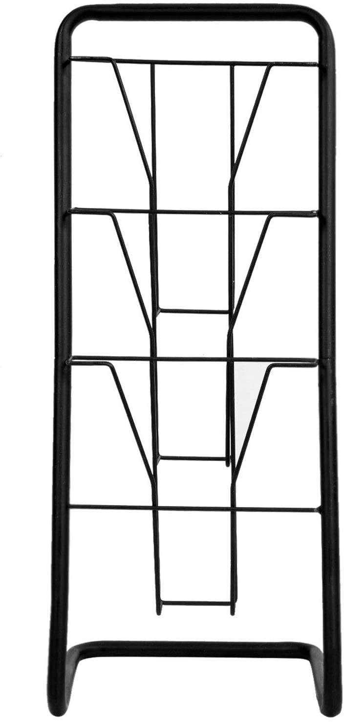 3Tier Matte Black Metal Freestanding Wire Magazine Rack MyGift