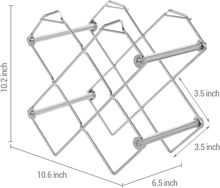 Diamond-Shaped Designer Metal Wire Tabletop Stackable Wine Racks, Set of 2-MyGift