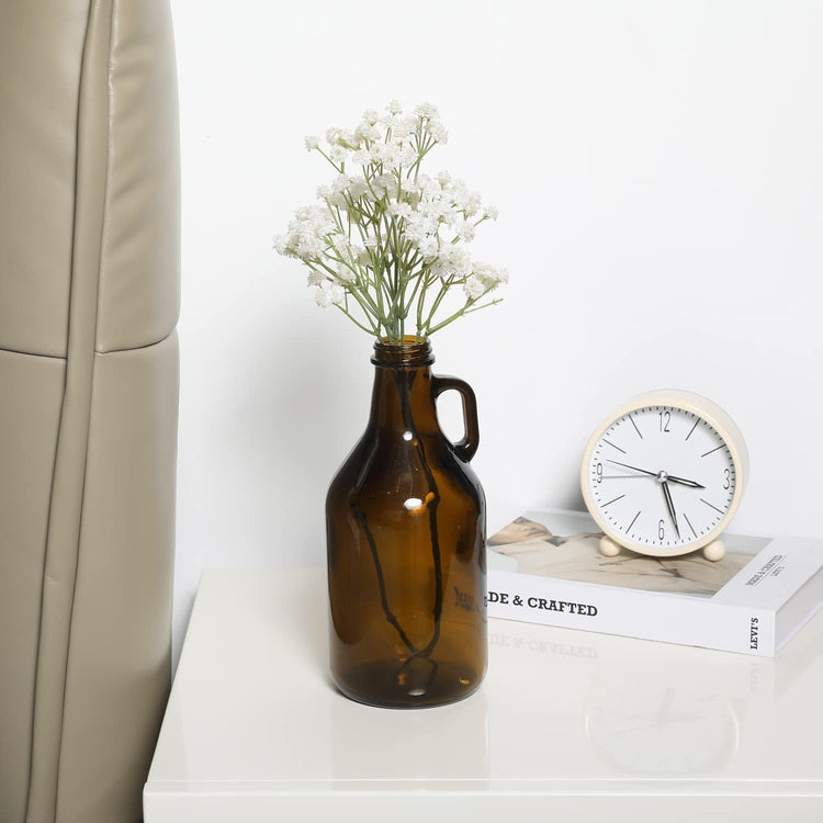Vintage Jug Shaped Amber Glass Flower Vase with Handle-MyGift