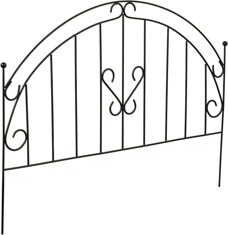 Set of 4, Scrollwork Matte Black Metal Wire Low Trellis Fence, Support Stakes for Climbing Plants and Crawling Vines-MyGift