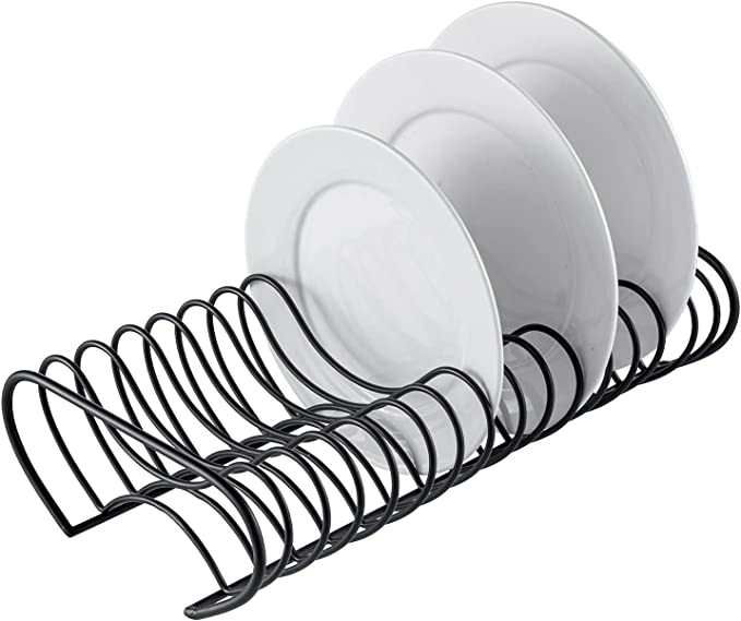 Metal Dinner Plate Storage Rack Organizer and Drying Rack, 14 Slot Dish Storage Organizer-MyGift