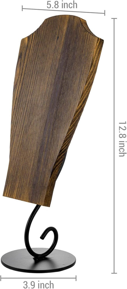 Brown Wood and Black Metal Necklace Stand, Tabletop Jewelry Holder Rack for Home or Retail Display-MyGift