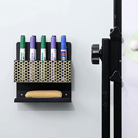 Wall Mount Black Metal Dry Erase Marker Holder, 10 Slot Whiteboard Accessories Rack-MyGift