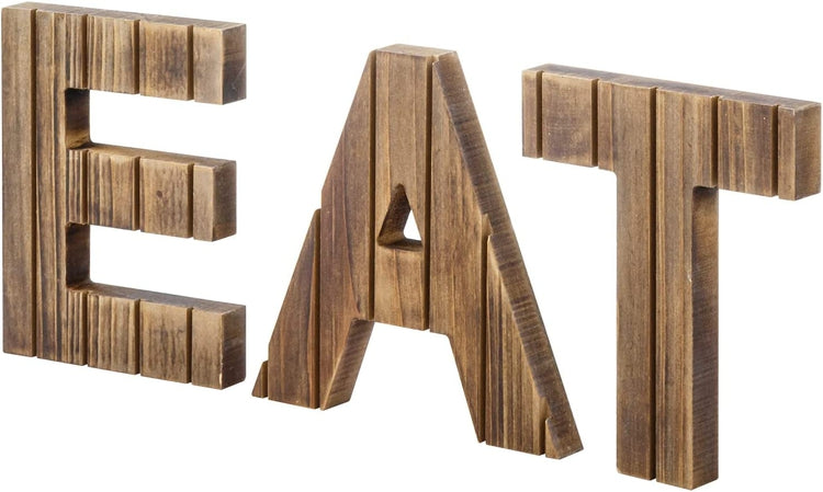 Burnt Wood Wall Mounted EAT Letters Dining Room, TEA Kitchen Sign-MyGift