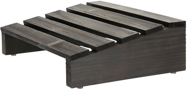 Black Wood Ergonomic Under-The-Desk Footrest-MyGift