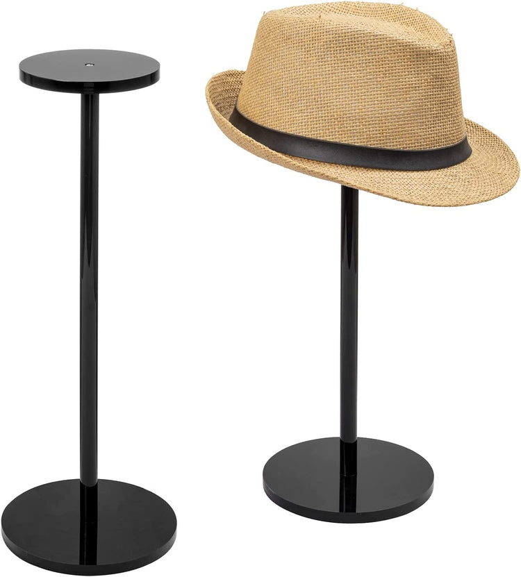 Set of 2, 16-Inch Premium Black Acrylic Hat Stand and Wig Display Racks-MyGift
